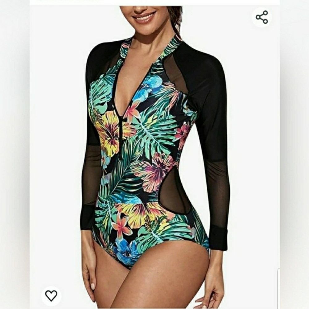 WOMEN'S ONE PIECE RASH GUARD SWIMWEAR